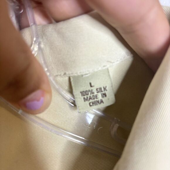 Tommy Bahama Mens Size Large Button up Shirt 100% Silk Yellow Short Sleeve - Picture 4 of 9